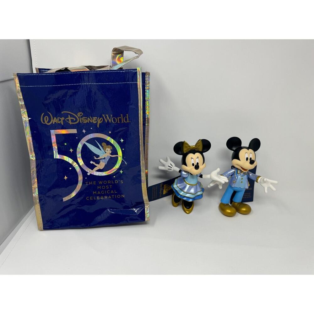 Mickey and Minnie Mouse Disney Parks 50th anniversary Articulated Figures & Bag